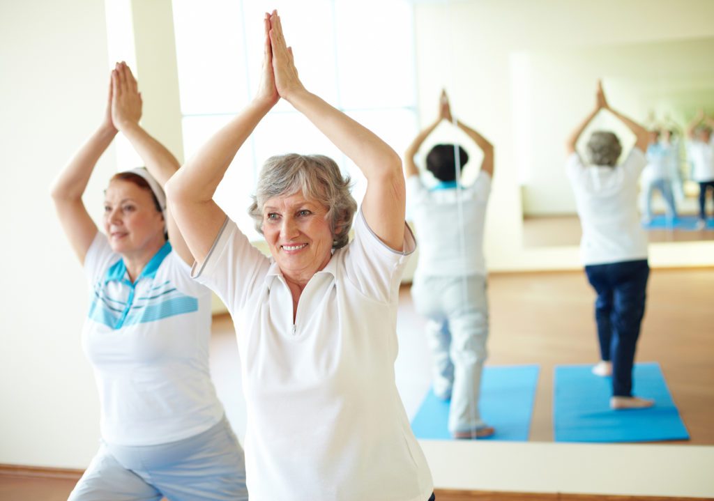 Yoga in a Senior Living Fitness Center