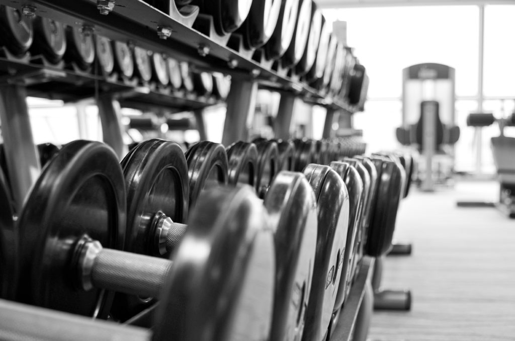 dumbells and freeweights on a superyacht luxury gym